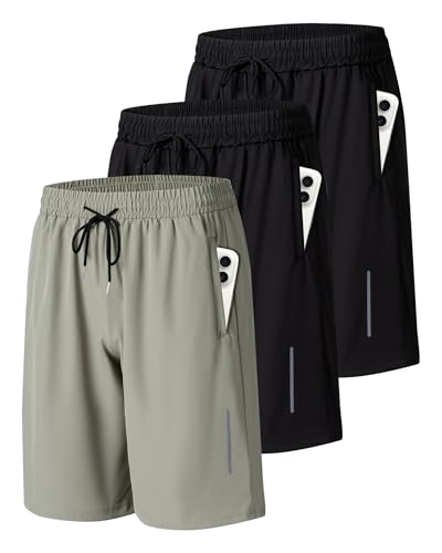 JWJ 3 Pack Mens Athletic Gym Workout Shorts Lightweight Quick Dry